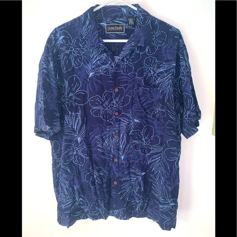 Ocean pacific Hawaiian mens button down shirt